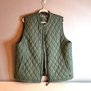 Ookpik - Menโs Olive Green Vest, Size XL, Vegan, Quilted, Pockets, Zipper Front